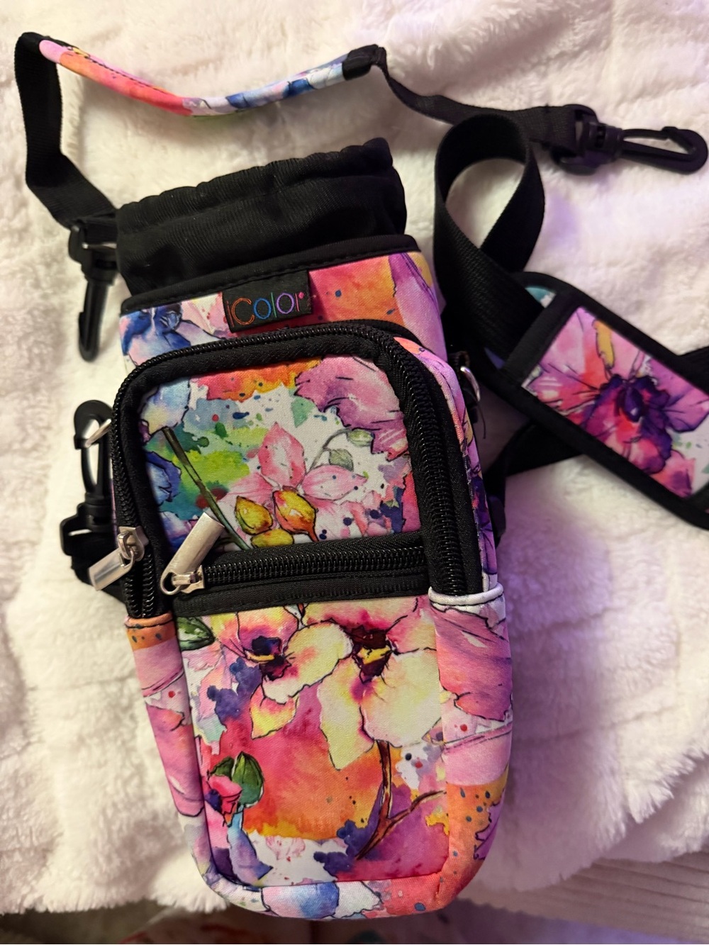 Insulated water bottle holder travel Crossbody purse bag adjustable straps